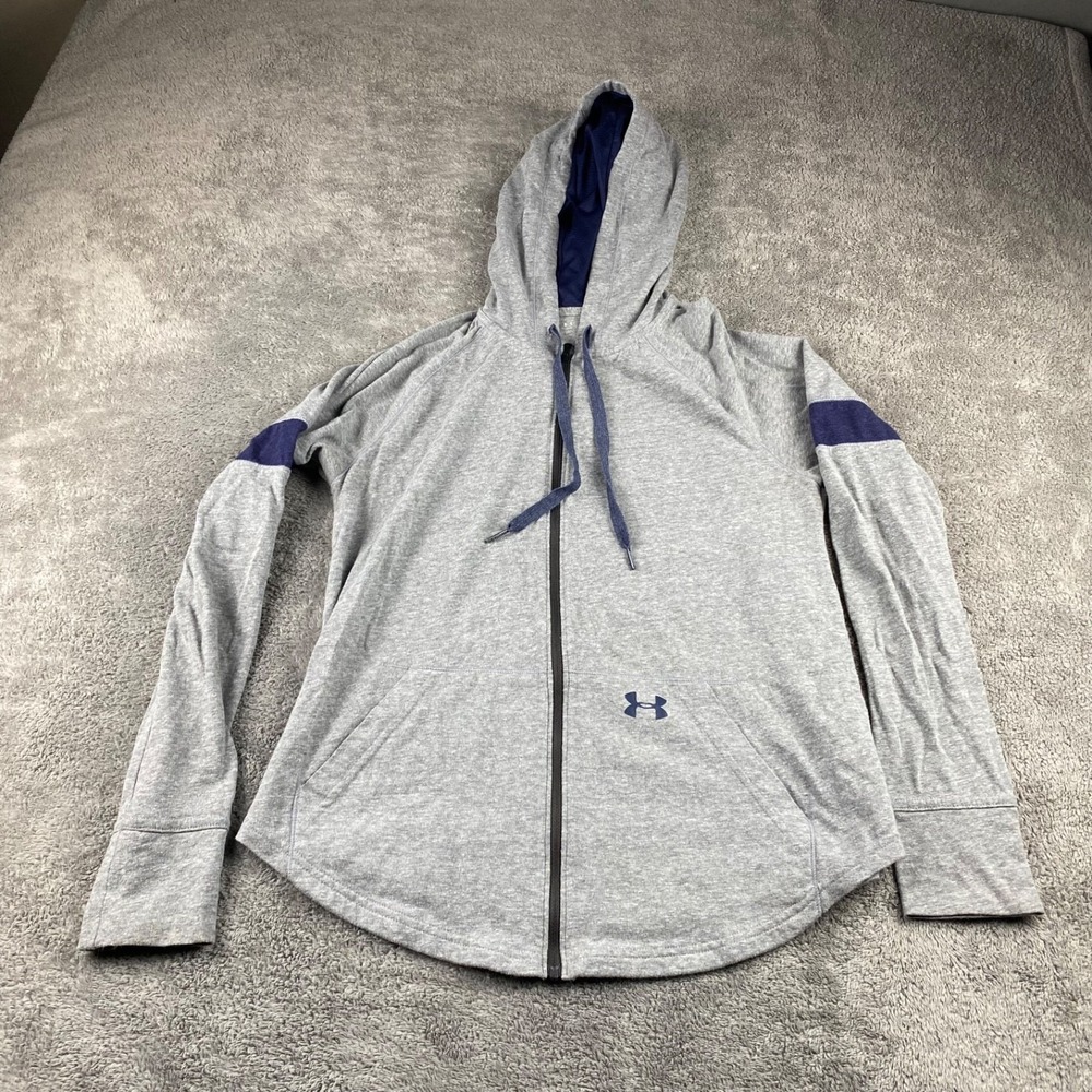 Under Armour loose Hooded Womens Small Gray Blue Loose‎ Full Zip